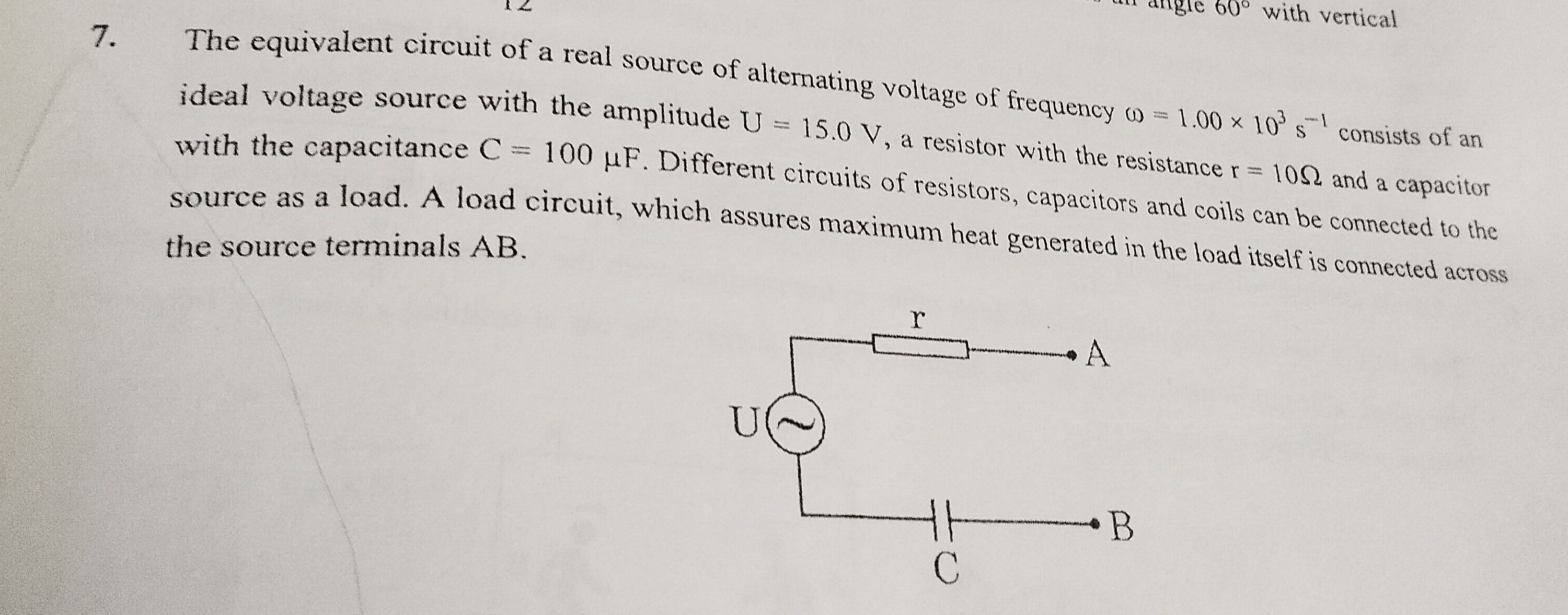 The equivalent circuit of a real source of