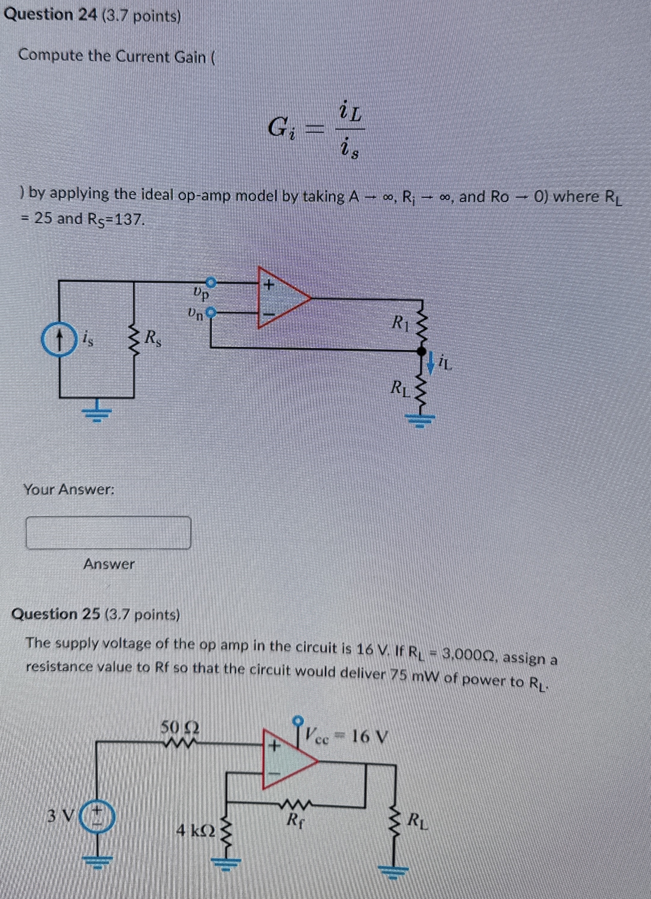 Question 2 4 ( 3 . 7 points ) Compute the Current