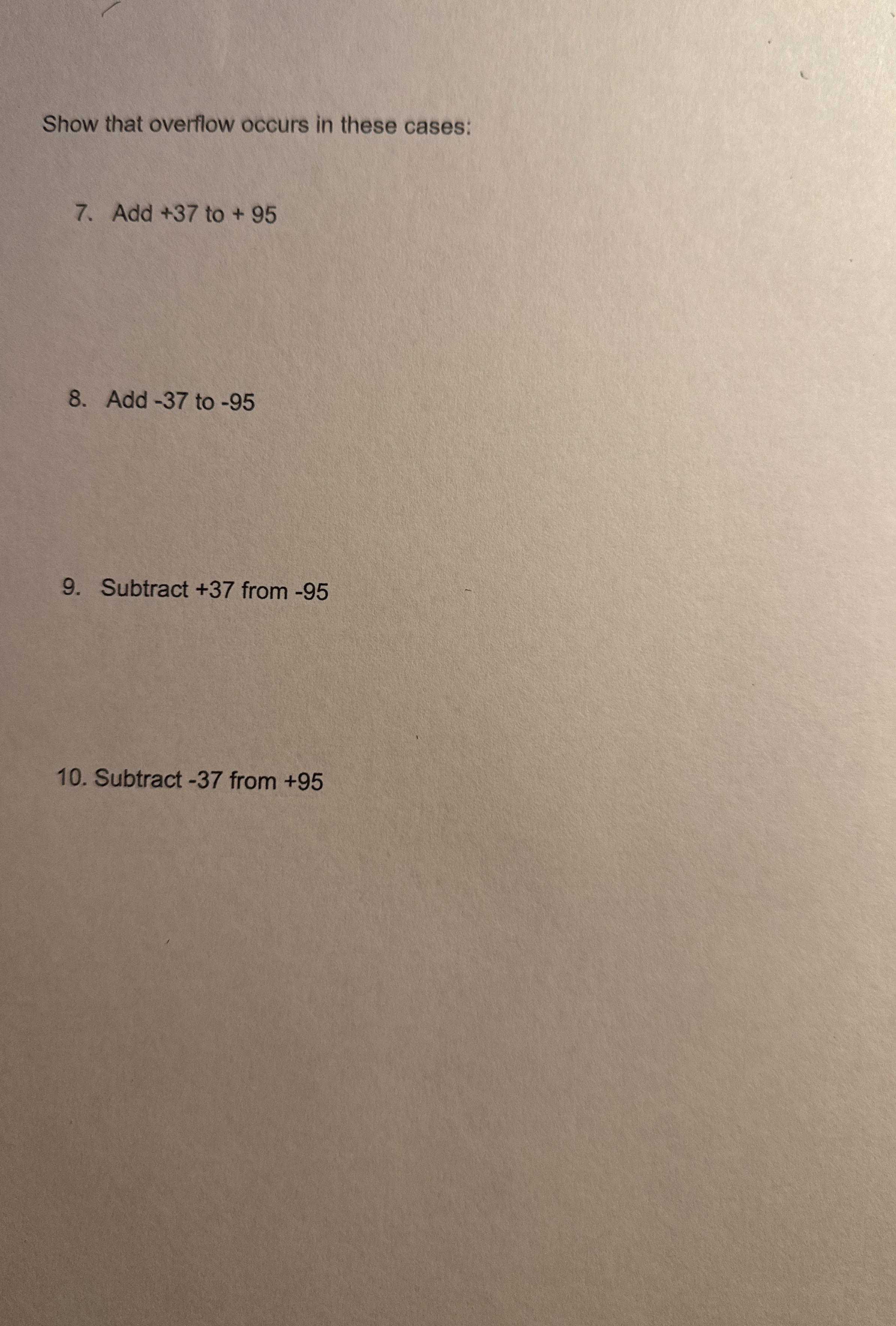 Electrical engineering: Show that overflow occurs