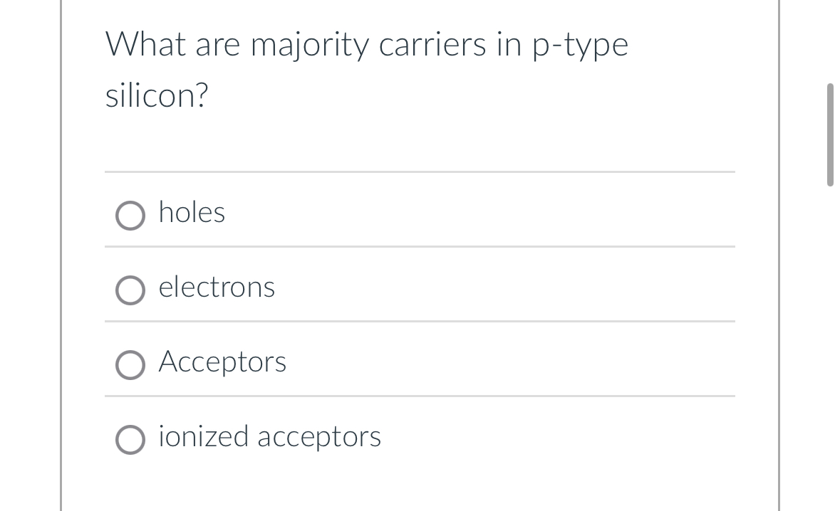 What are majority carriers in p - type silicon?