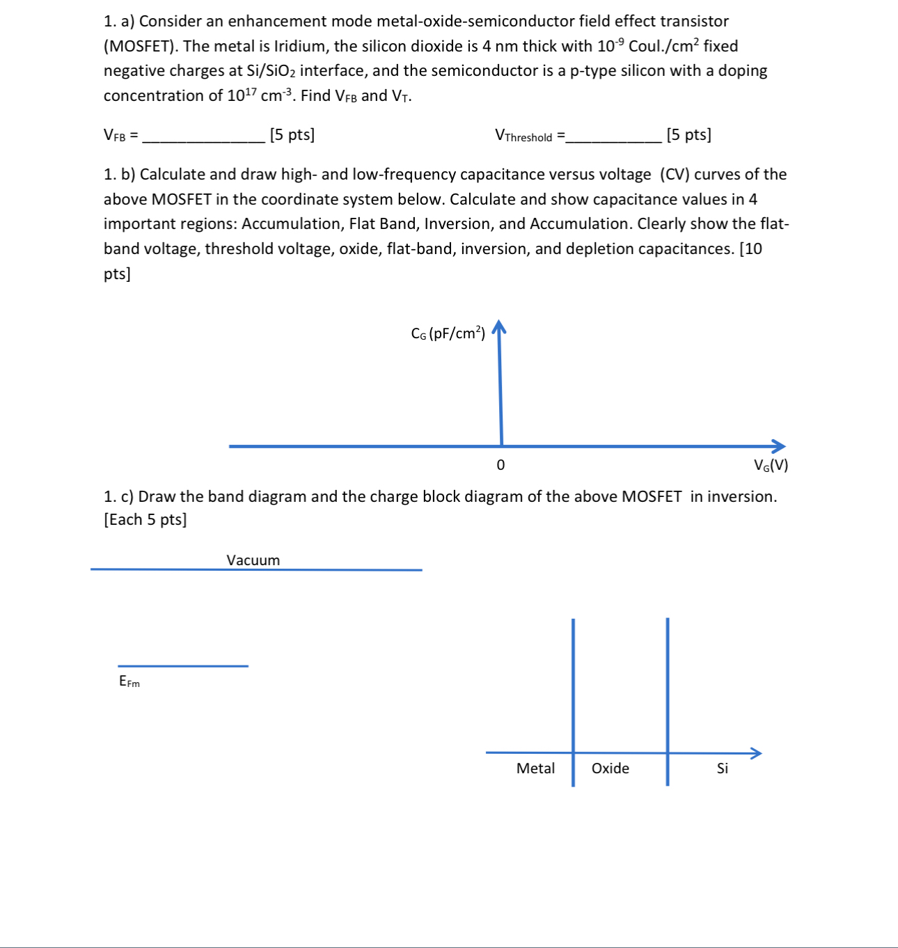 a ) Consider an enhancement mode metal - oxide -