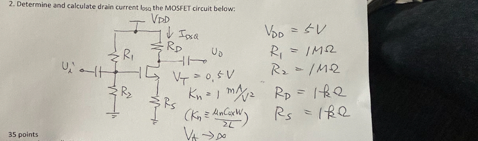 Determine and calculate drain current losQ the