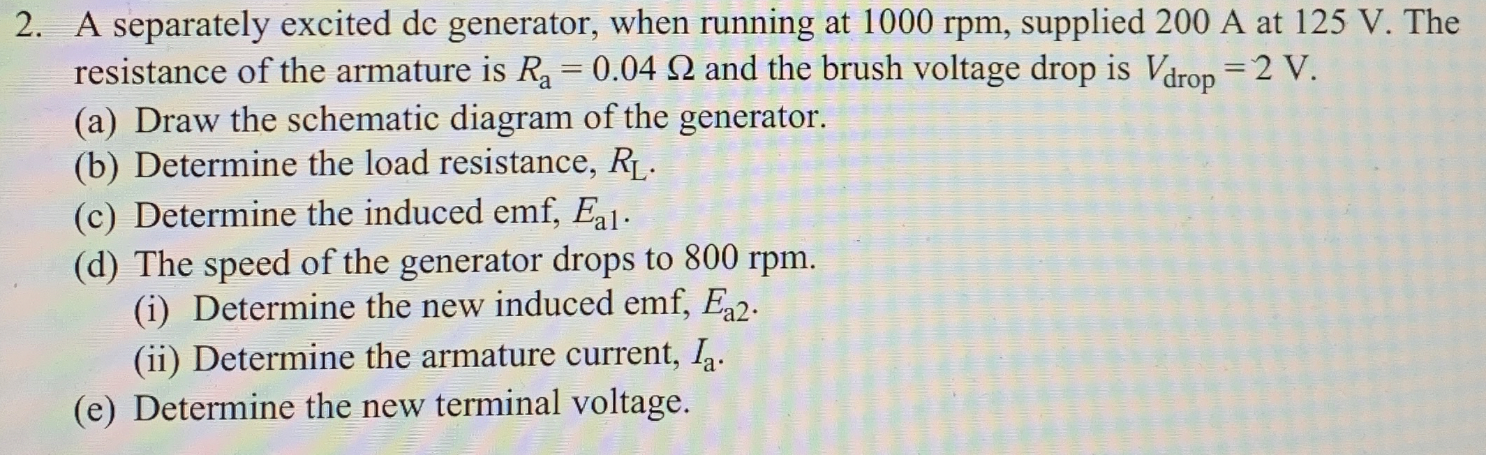 A separately excited dc generator, when running