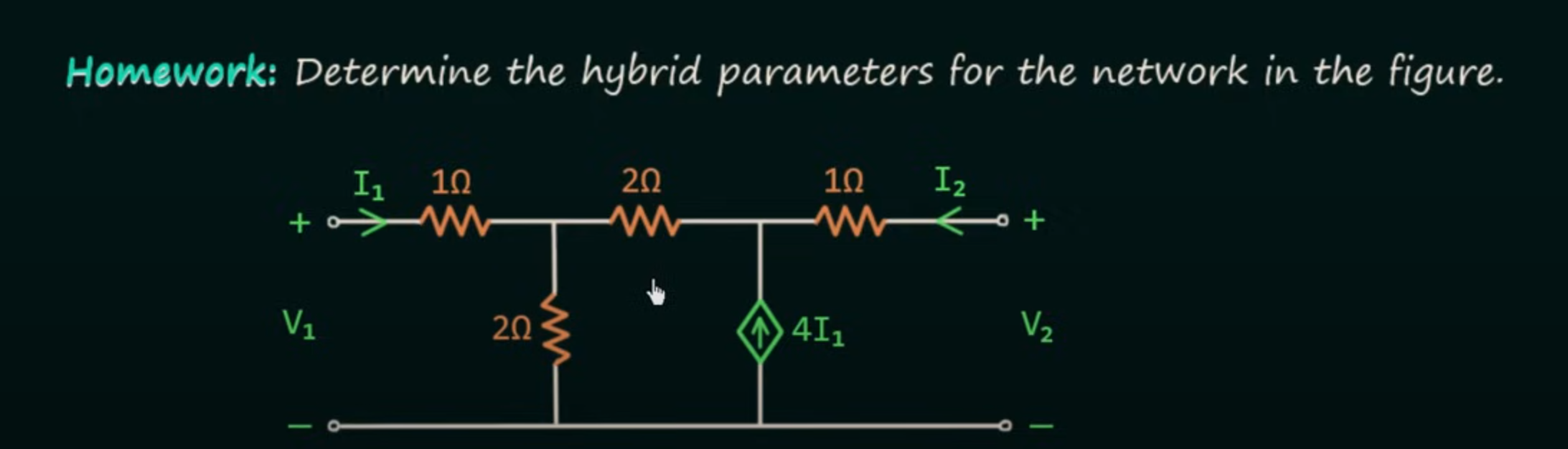 Homework: Determine the hybrid parameters for the