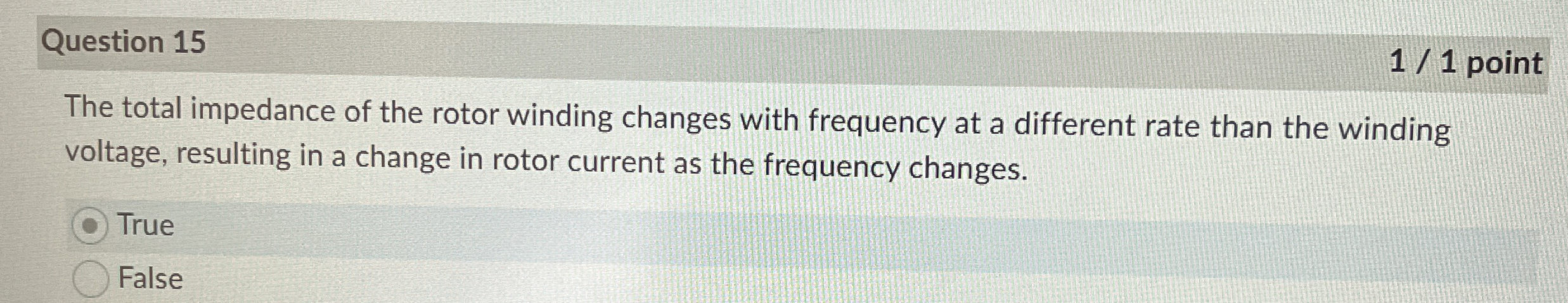 Question 1 5 The total impedance of the rotor