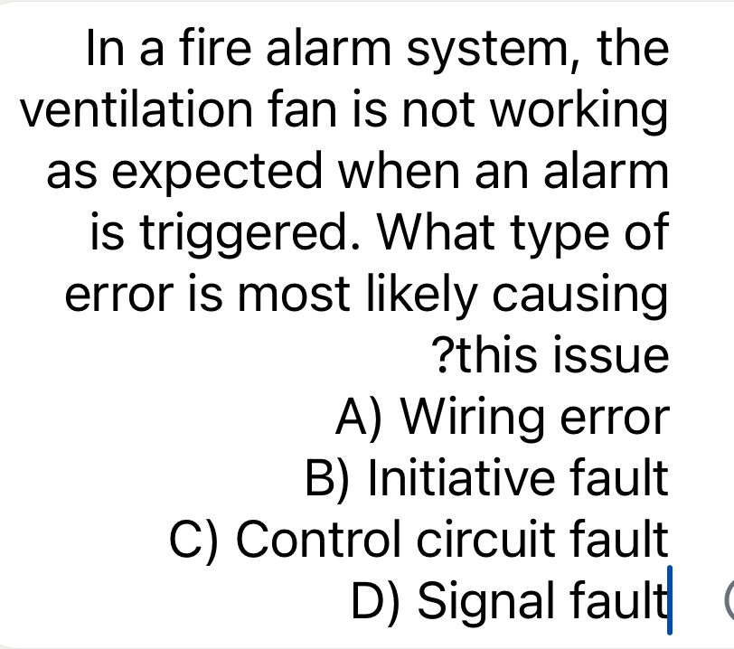 In a fire alarm system, the ventilation fan is