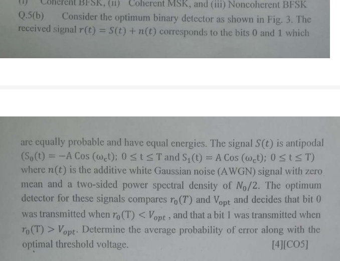 ( i ) Conerent BFSK , ( ii ) Coherent MSK , and (