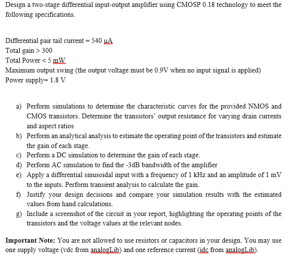 Design a two - stage differential input - output