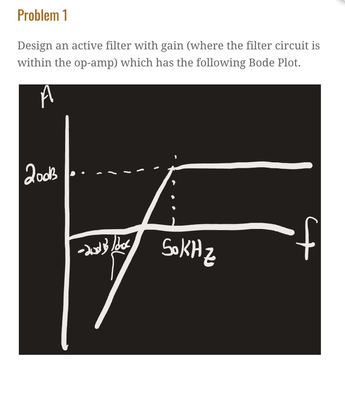 Problem 1 Design an active filter with gain (