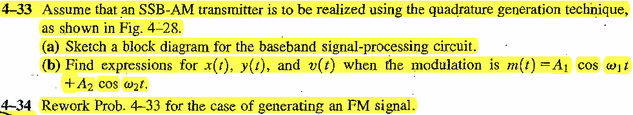 4 - 3 3 Assume that an SSB - AM transmitter is to
