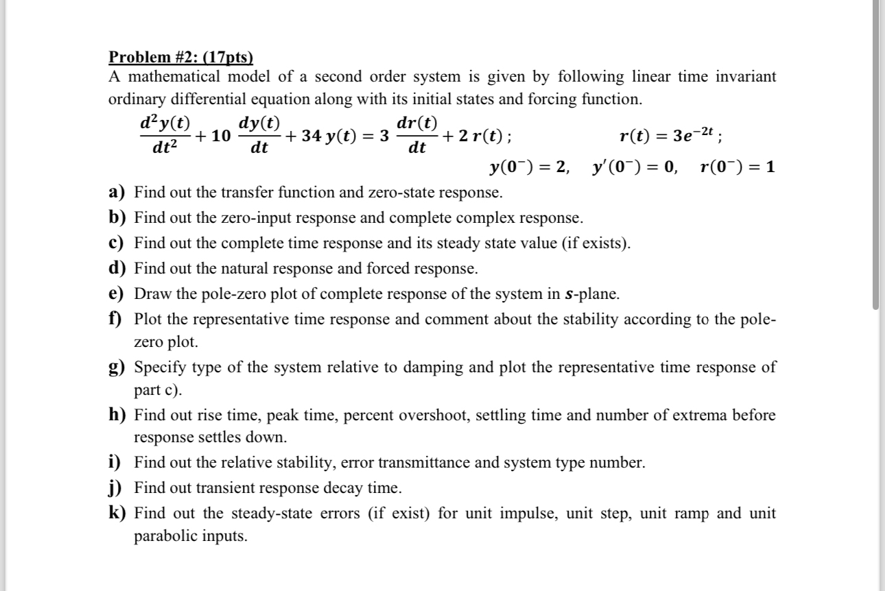 Problem # 2 : ( 1 7 pts ) A mathematical model of