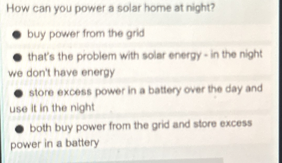 How can you power a solar home at night? buy