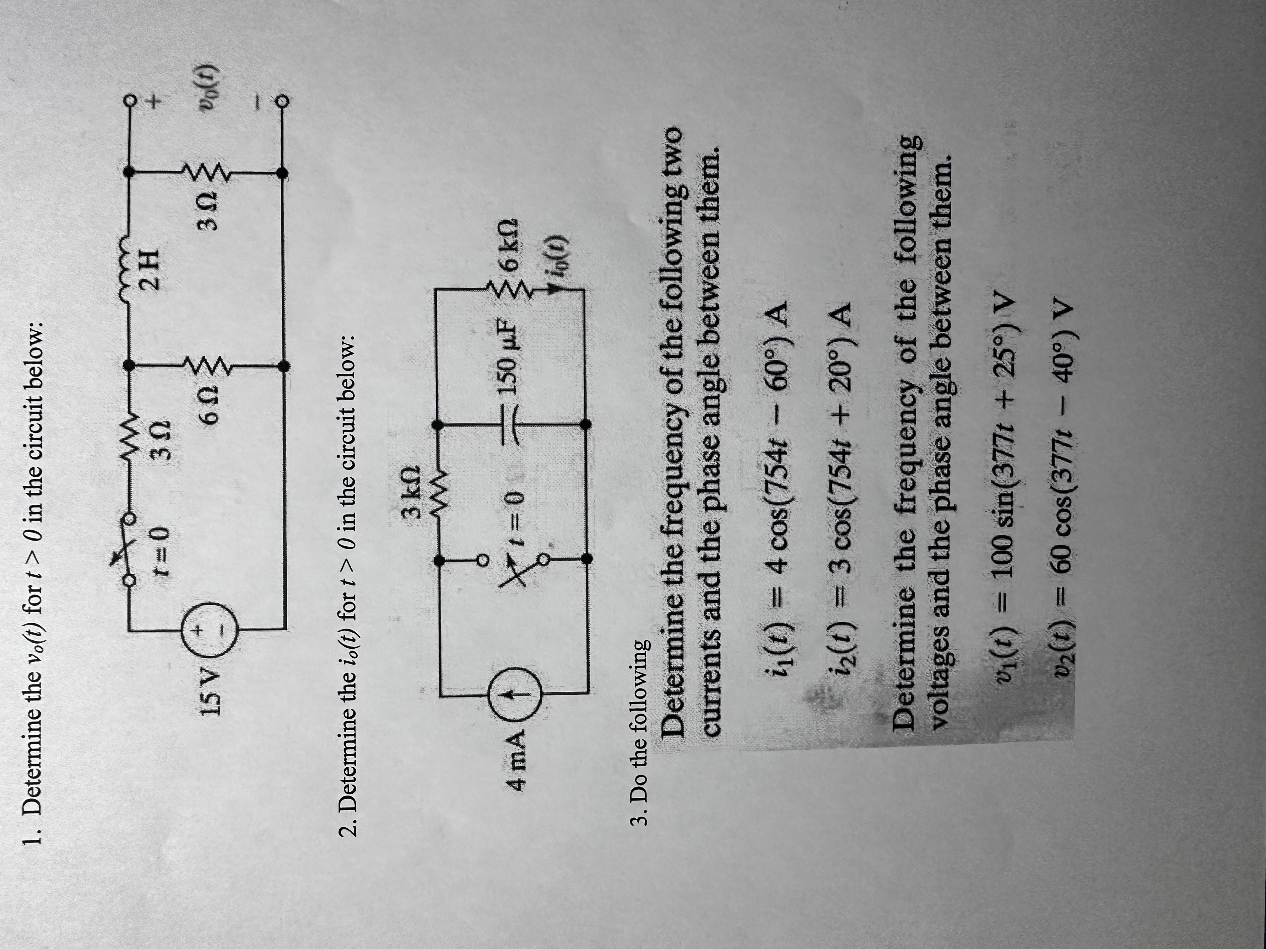 Determine the v o ( t ) for t  style=
