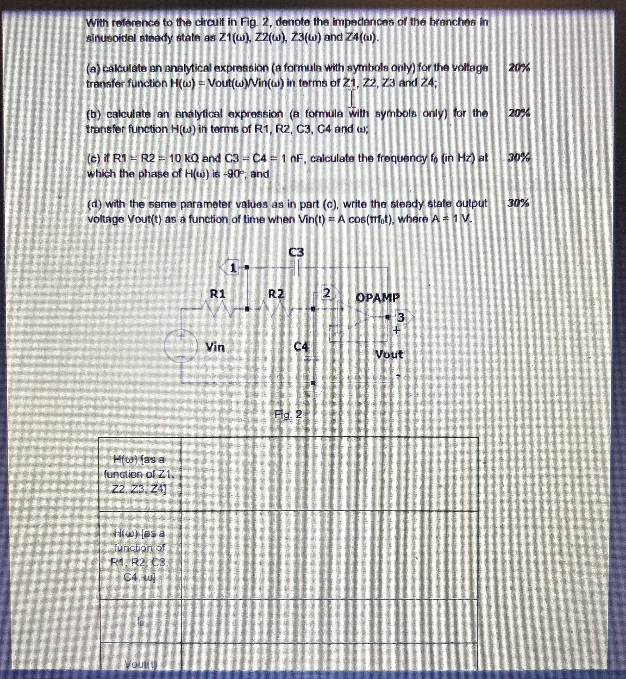 With reference to the circuit in Fig. 2 , denote