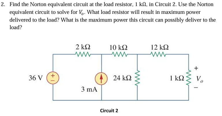 2 . Find the Norton equivalent circuit at the