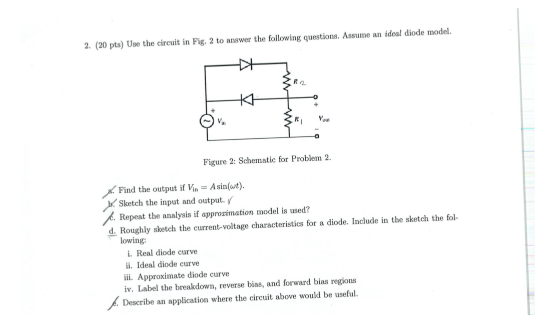 ( 2 0 pts ) Use the circuit in Fig. 2 to answer