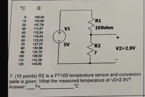 ( 1 5 points ) R 2 is a PT 1 0 0 temperature