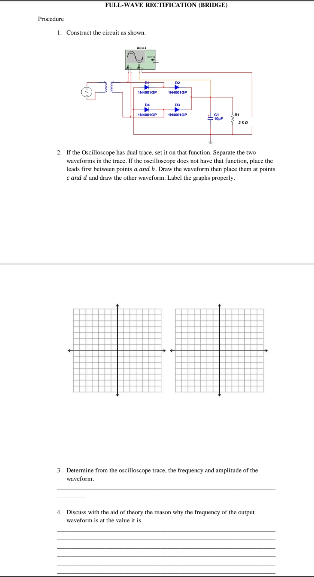 FULL - WAVE RECTIFICATION ( BRIDGE ) Procedure