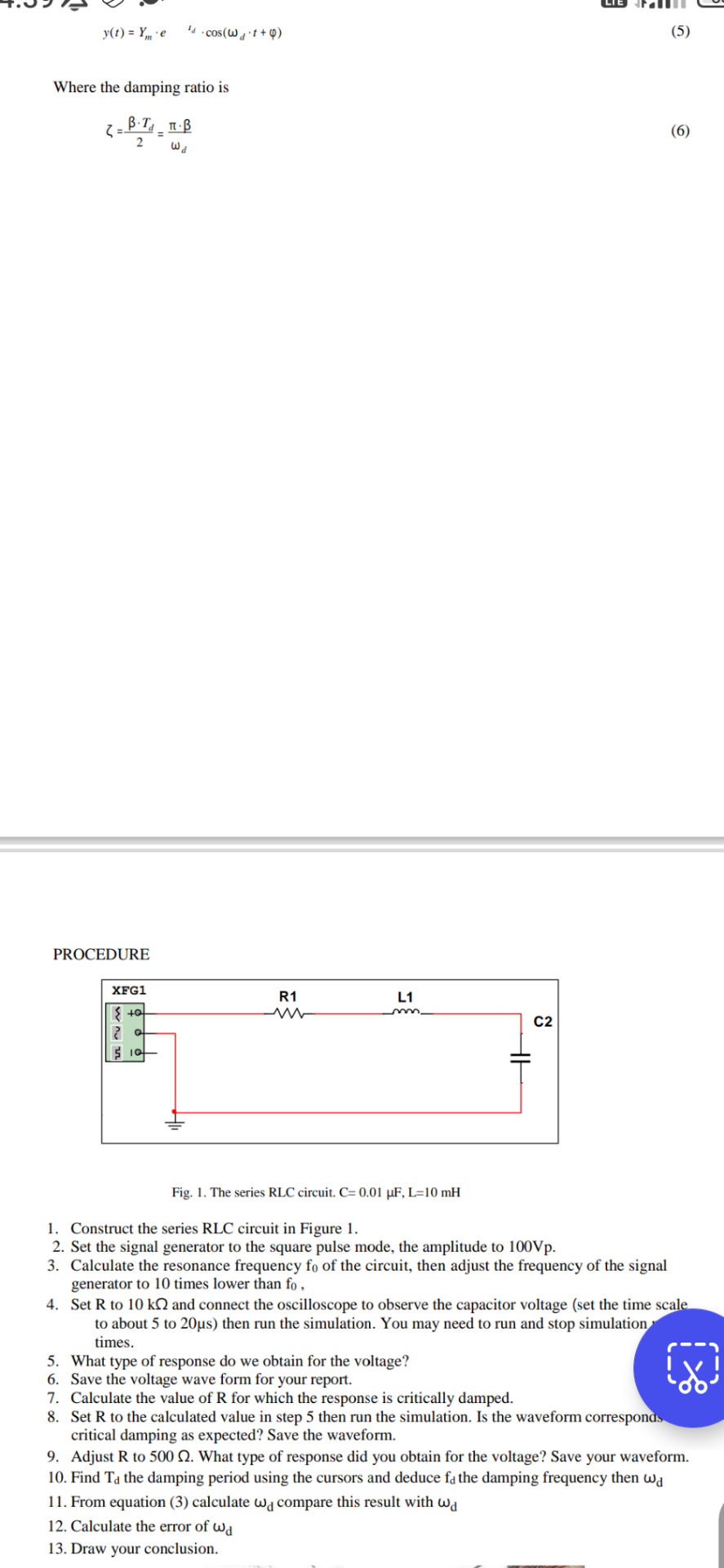 y ( t ) = Y m * e , I d * c o s ( d * t + ) ( 5 )