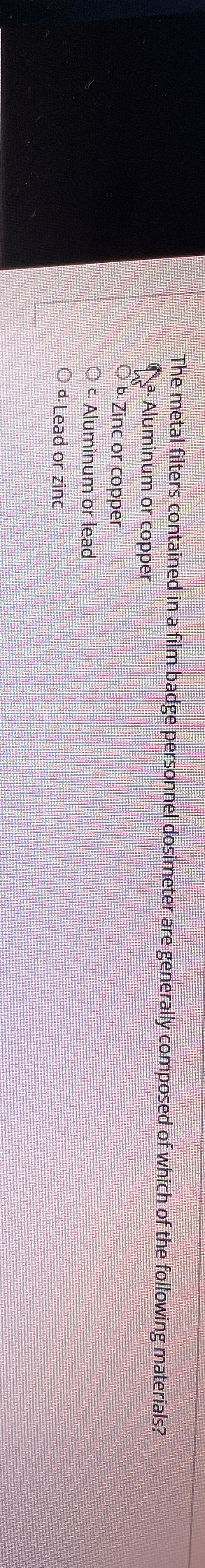 The metal filters contained in a film badge