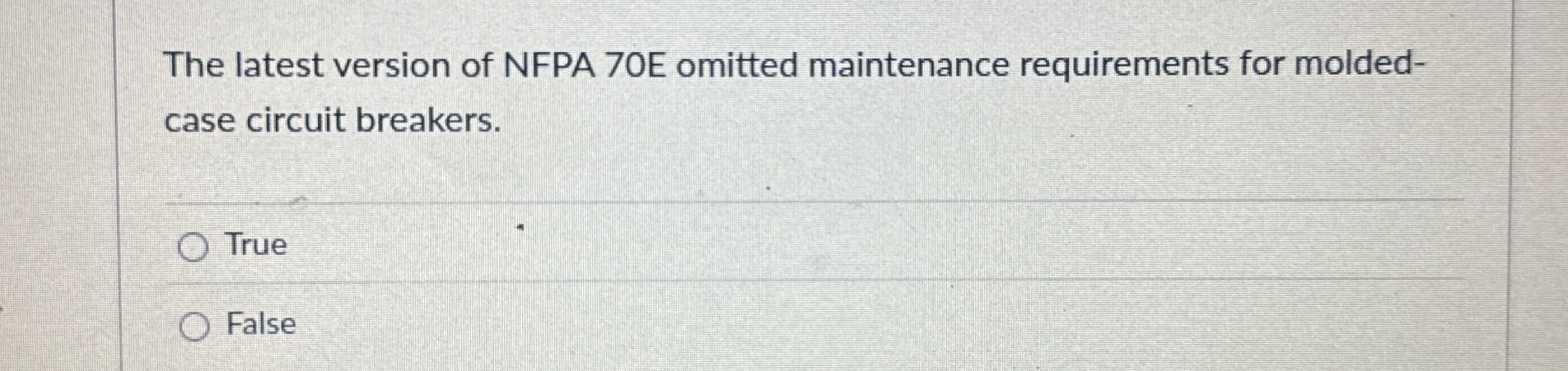 The latest version of NFPA 7 0 E omitted