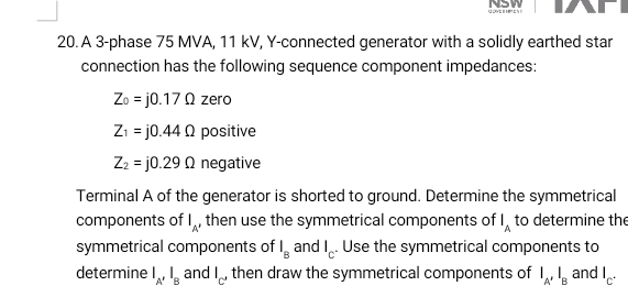 A 3 - phase 7 5 MVA, 1 1 kV , Y - connected