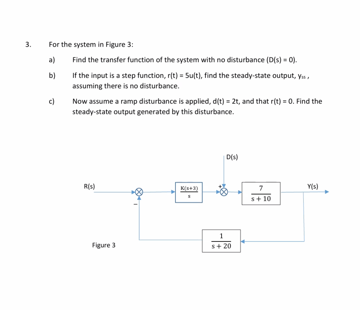 For the system in Figure 3 : a ) Find the