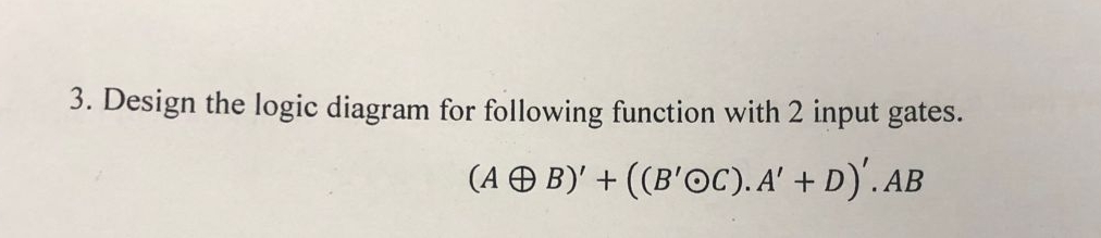 Design the logic diagram for following function