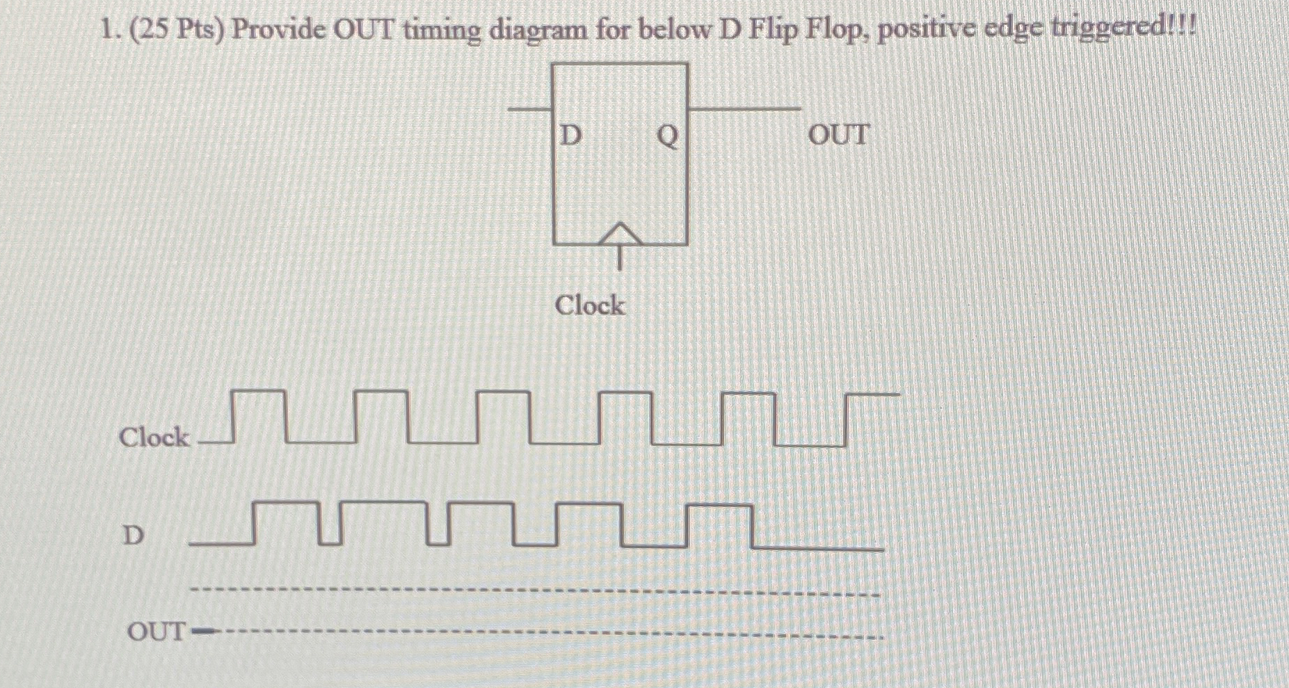 ( 2 5 Pts ) Provide OUT timing diagram for below