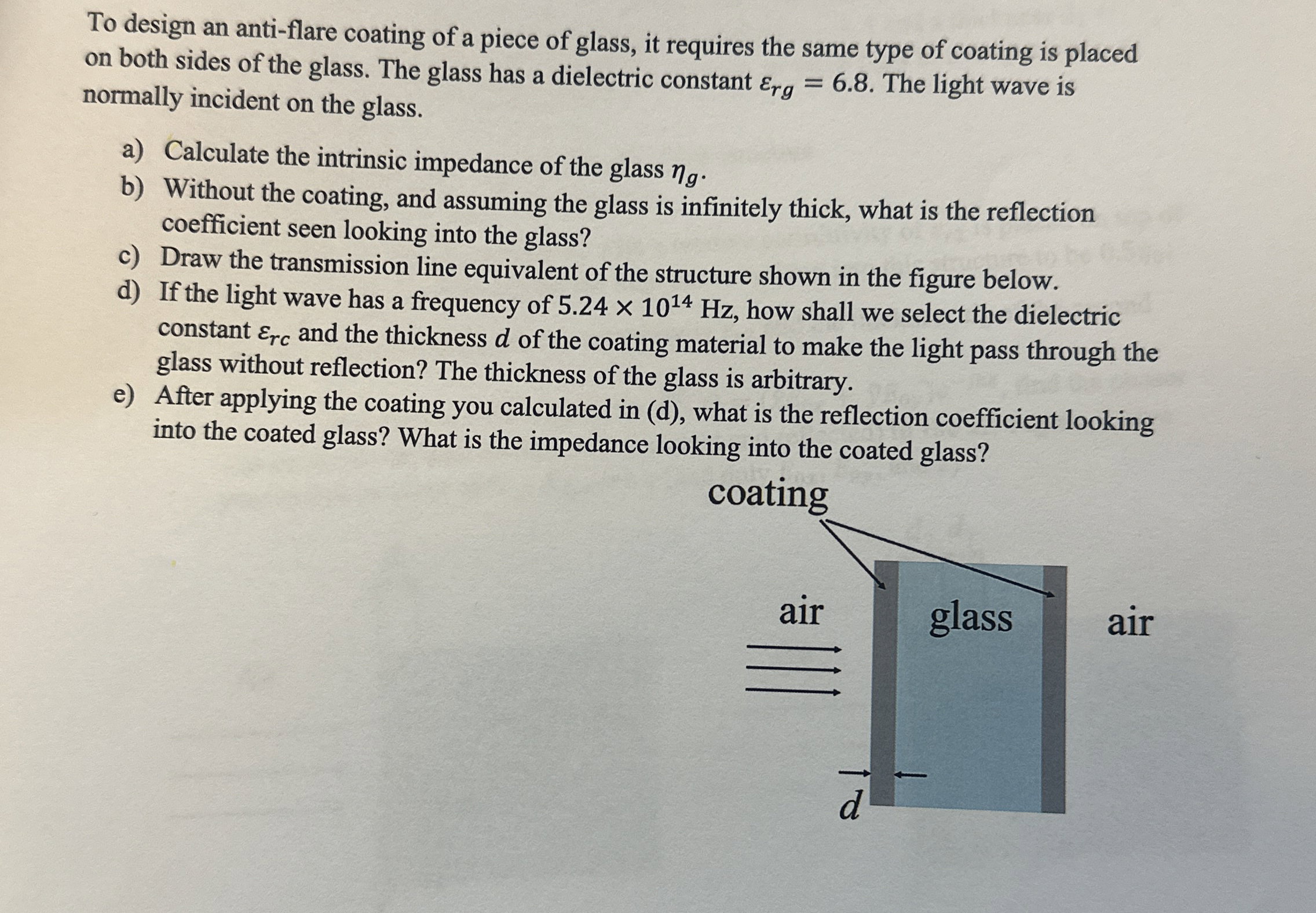 To design an anti - flare coating of a piece of