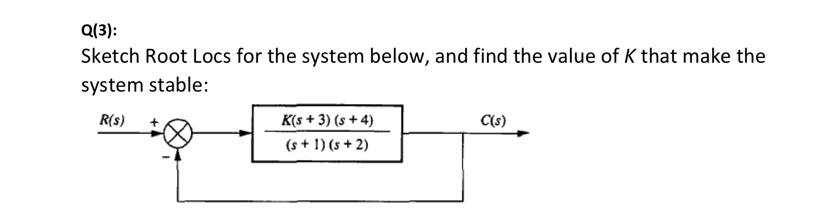Q ( 3 ) : Sketch Root Locs for the system below,
