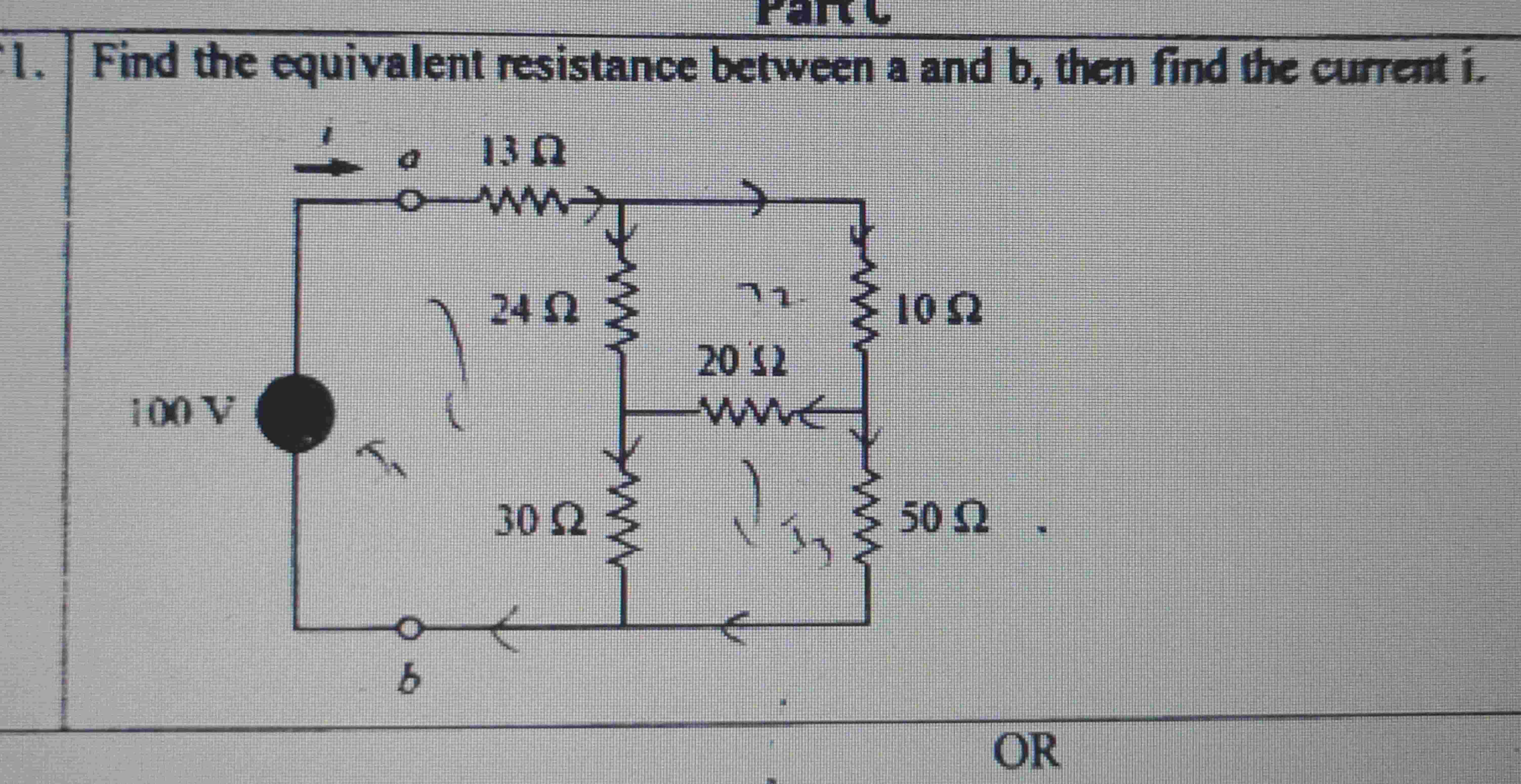 1 . Find the equivalent resistance between \ ( a