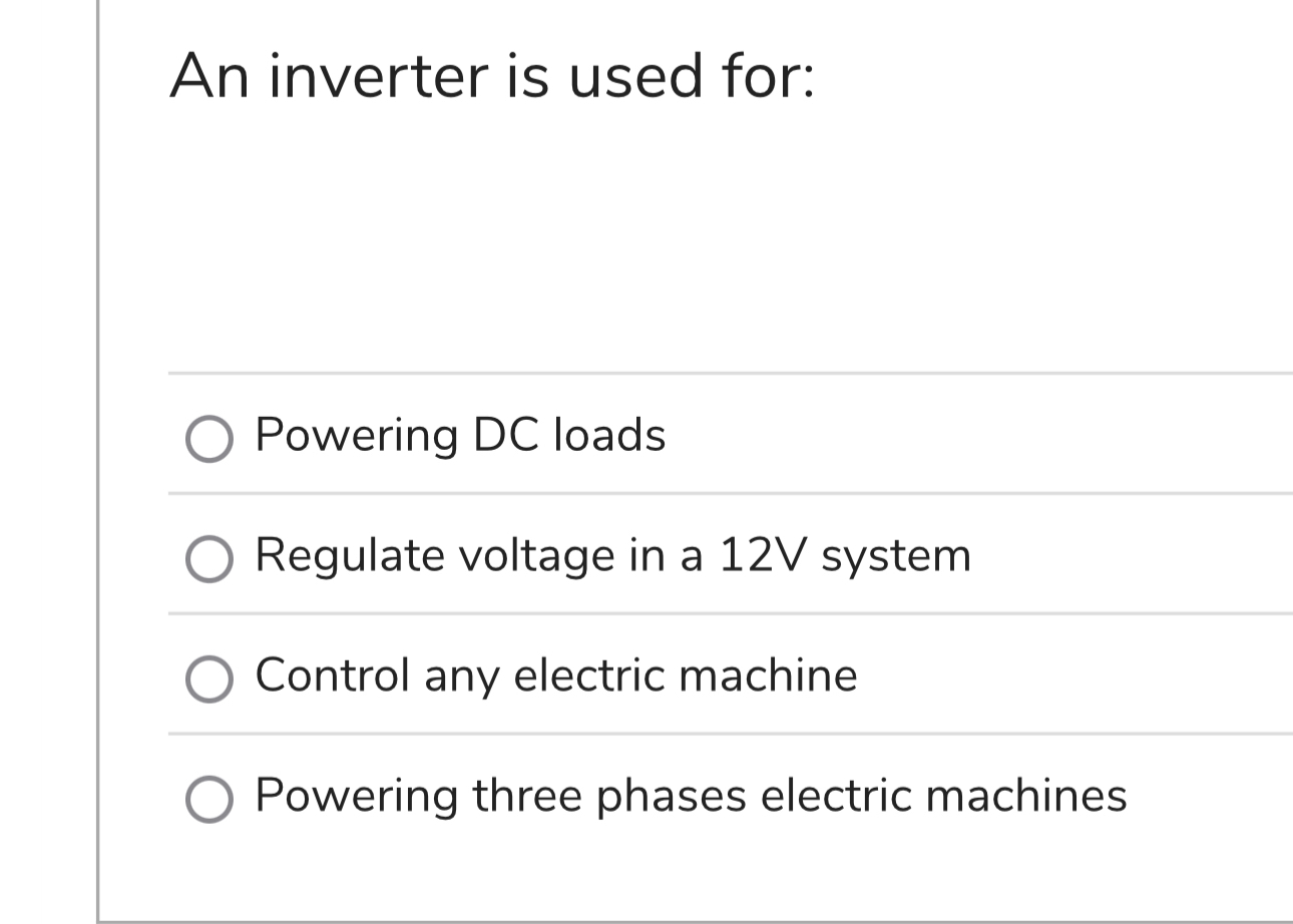 An inverter is used for: Powering DC loads