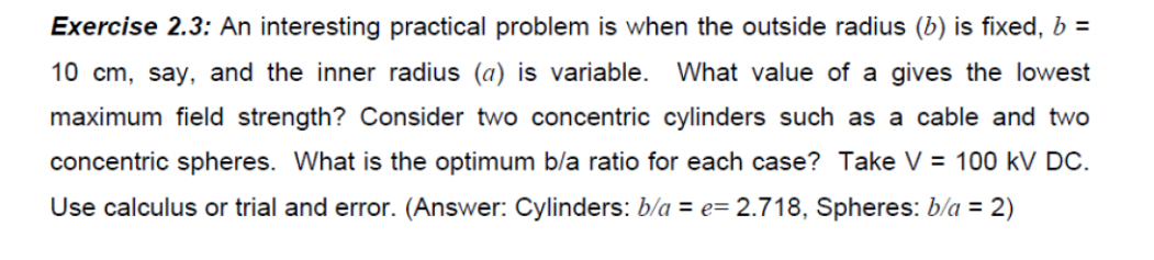 Exercise 2 . 3 : An interesting practical problem