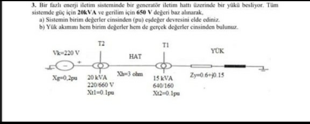 Bir fazl enerji iletim sisteminde bir generat r