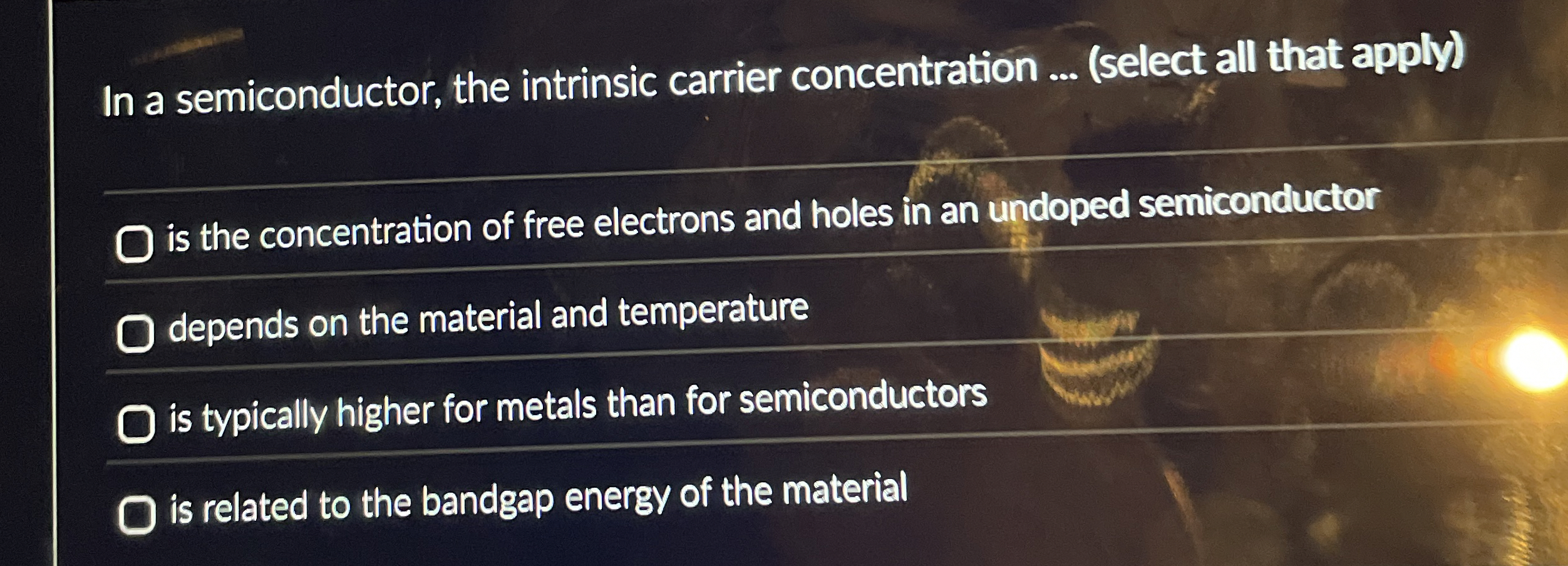 In a semiconductor, the intrinsic carrier