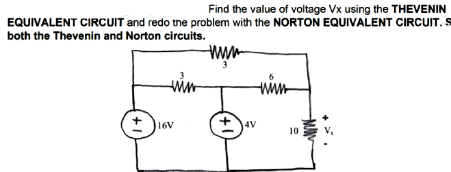 Find the value of voltage \ ( V x \ ) using the
