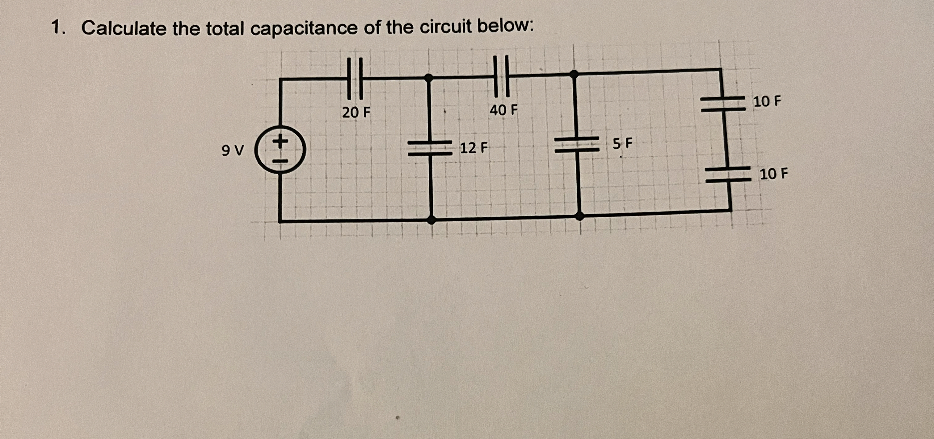 Calculate the total capacitance of the circuit