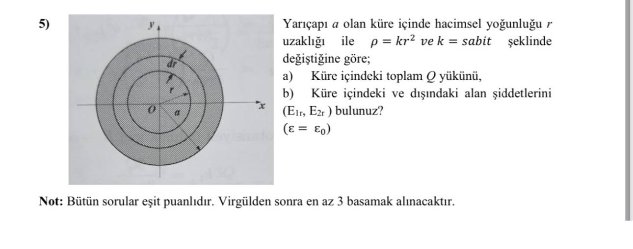Yar ap a olan k re i inde hacimsel yo unlu u r