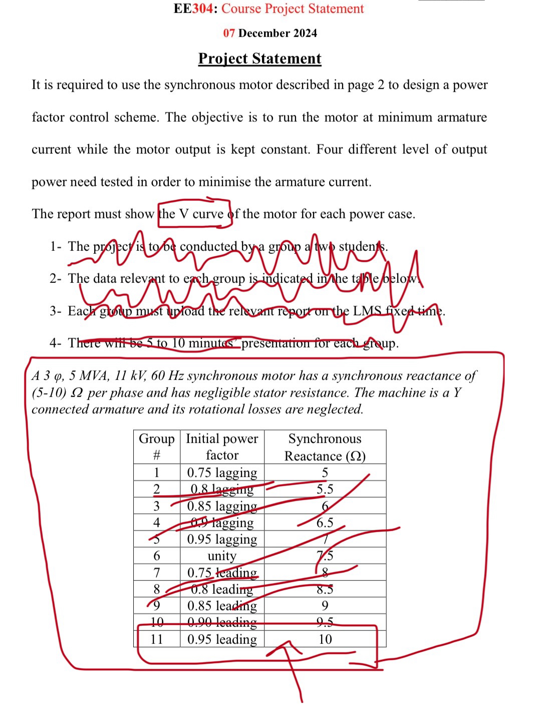 EE 3 0 4 : Course Project Statement 0 7 December