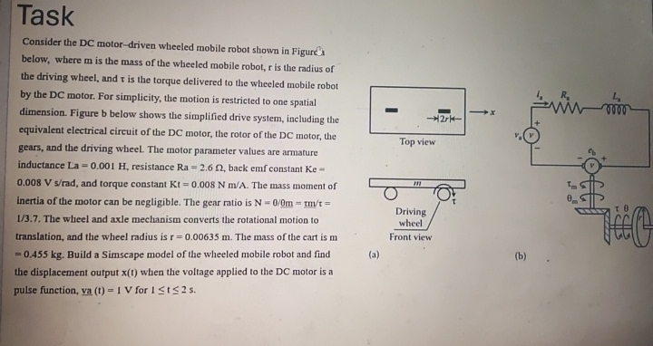 Task Consider the DC motor - driven wheeled