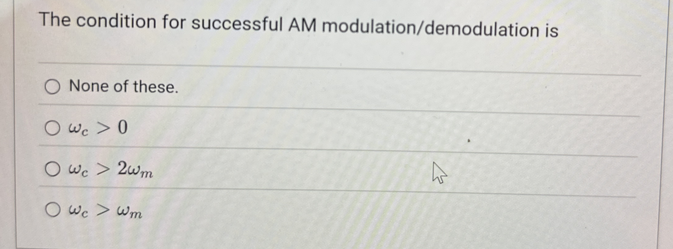The condition for successful AM modulation /