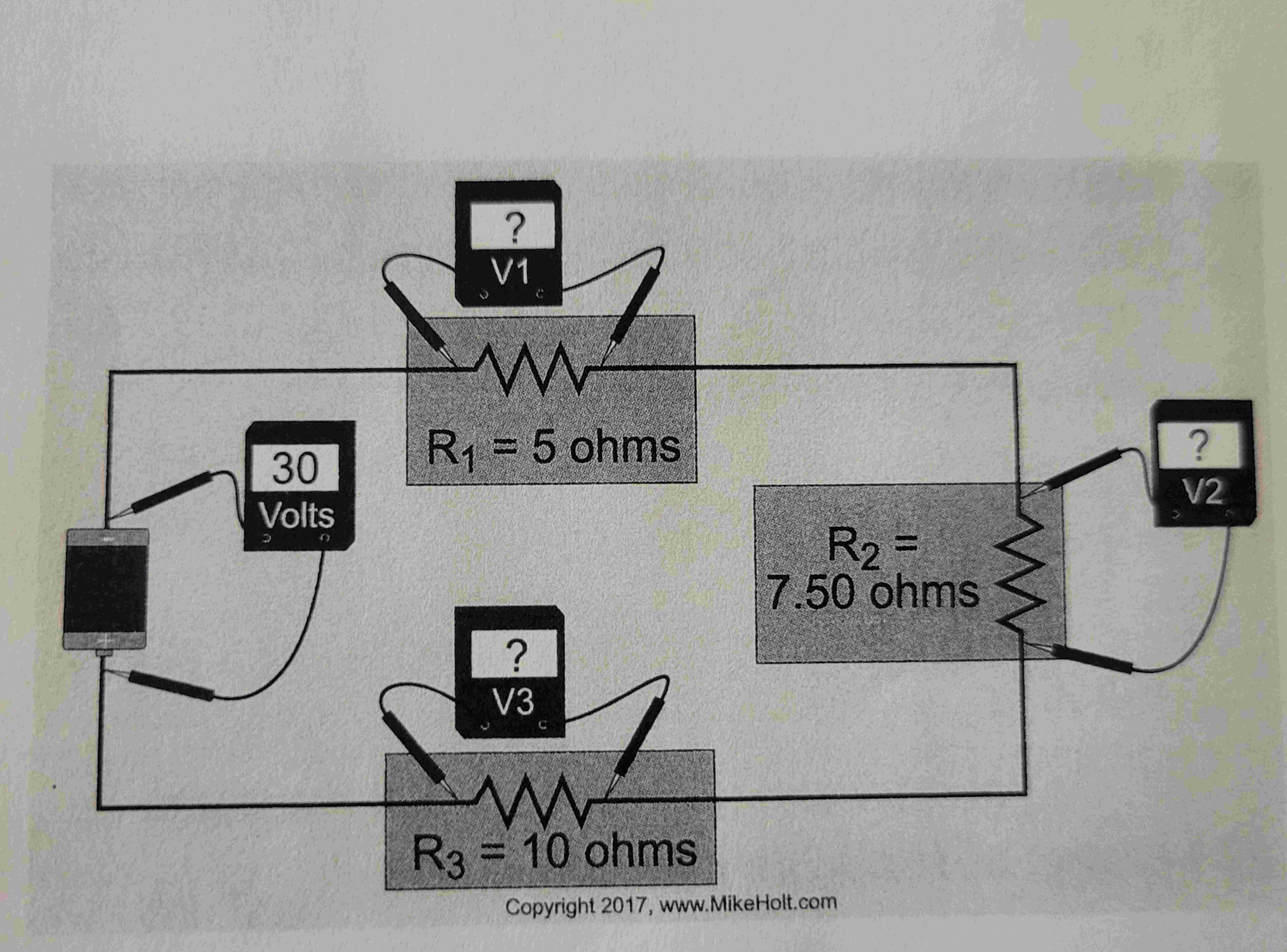 What is the reading on voltmeter 2