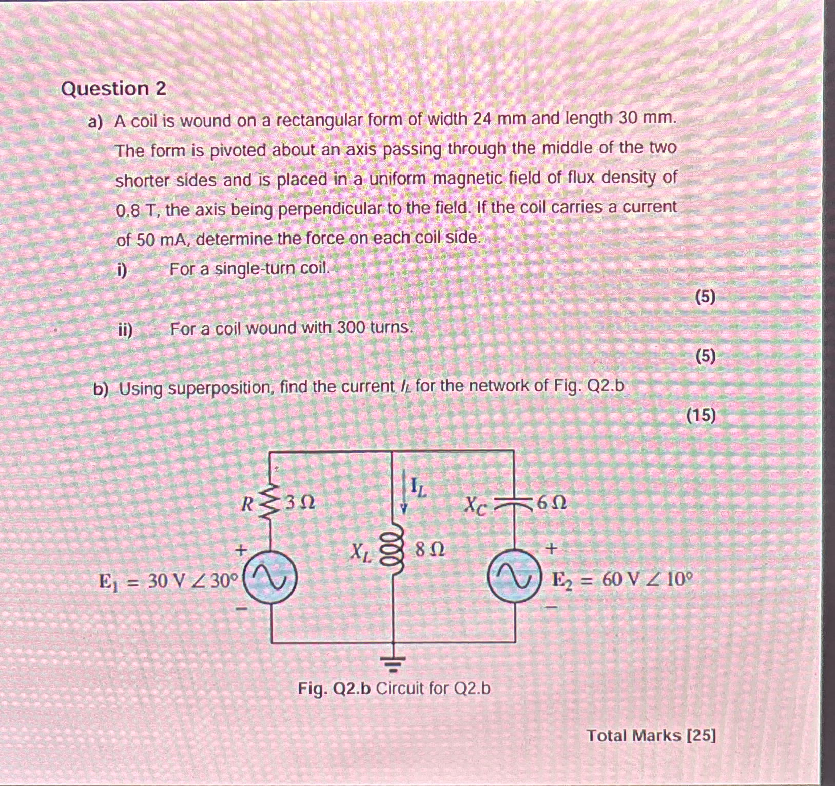 Question 2 a ) A coil is wound on a rectangular