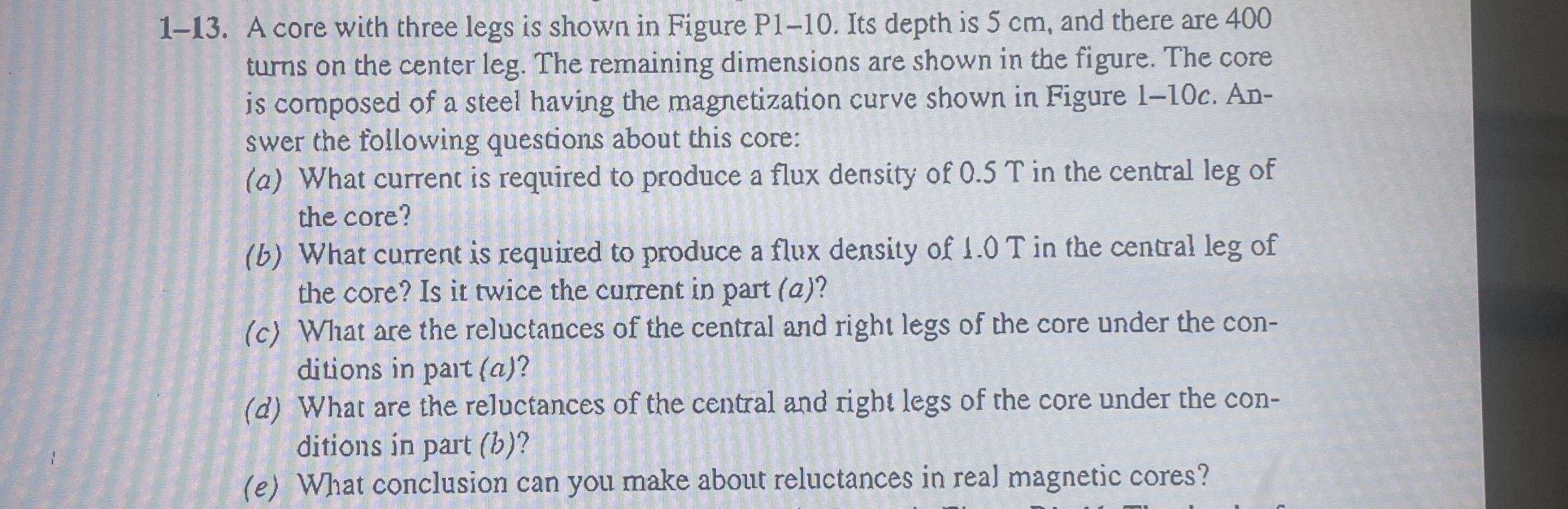 1 - 1 3 . A core with three legs is shown in