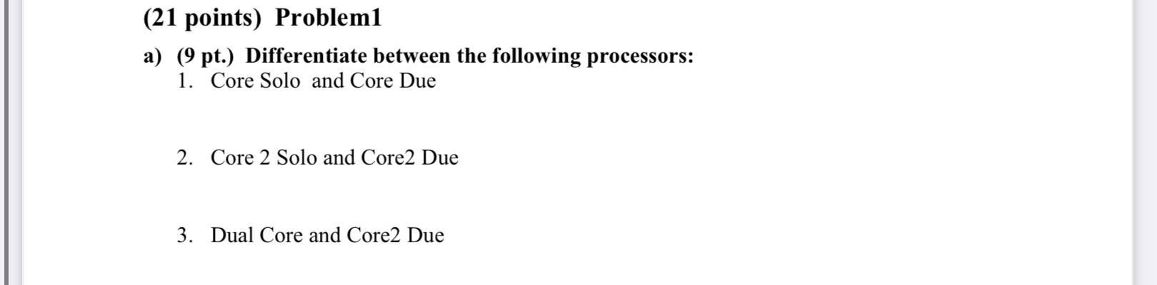 ( 2 1 points ) Problem 1 a ) ( 9 pt . )