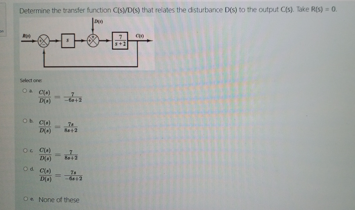 Determine the transfer function C s D ( s ) that
