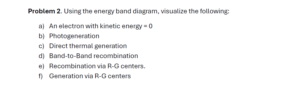 Problem 2 . Using the energy band diagram,