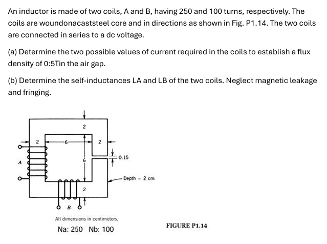 An inductor is made of two coils, A and B ,
