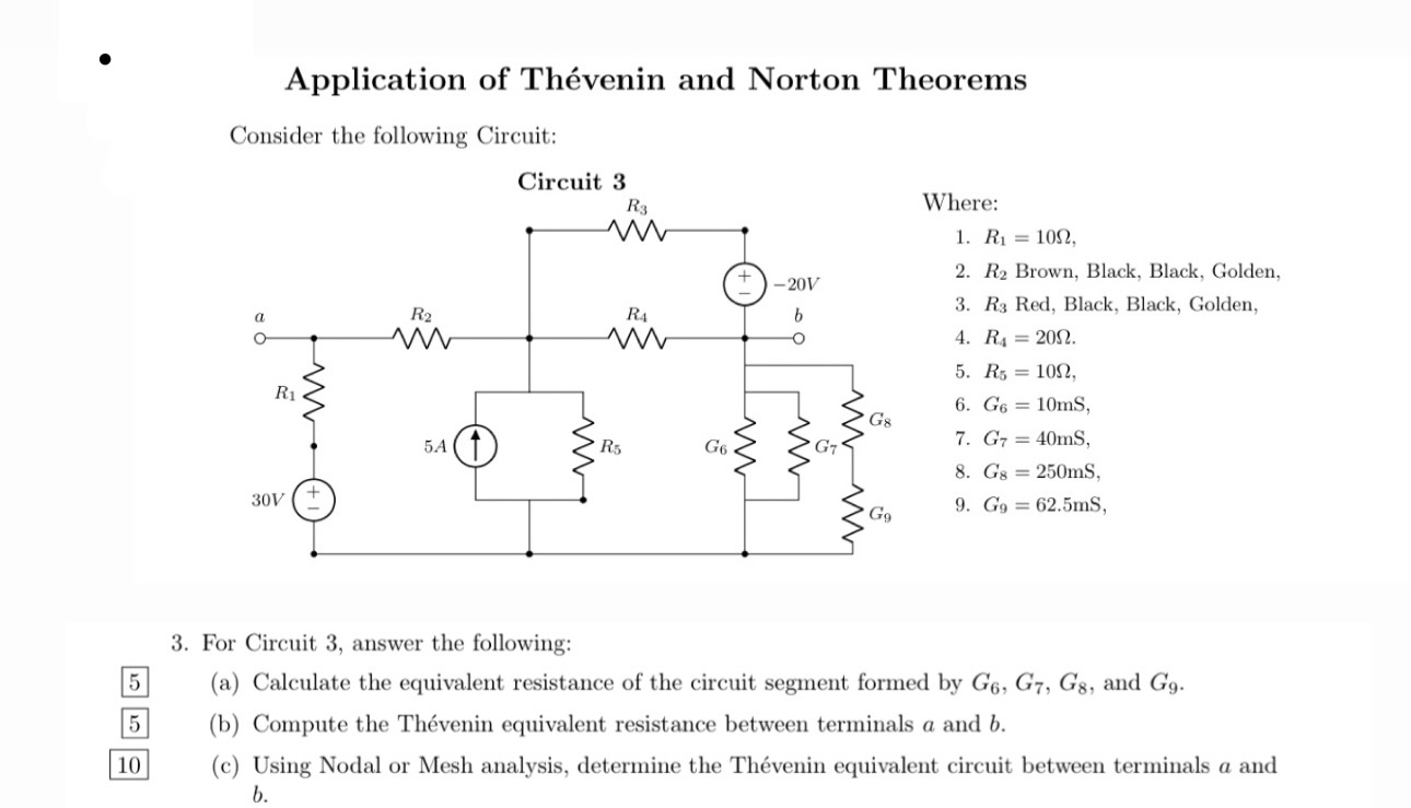 Application of Th venin and Norton Theorems